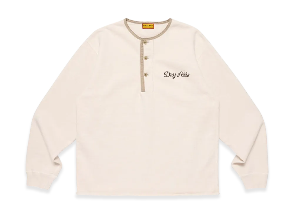 HUMAN MADE Henley Neck Sweatshirt "White"