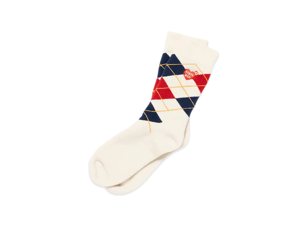 HUMAN MADE Argyle Socks "White"