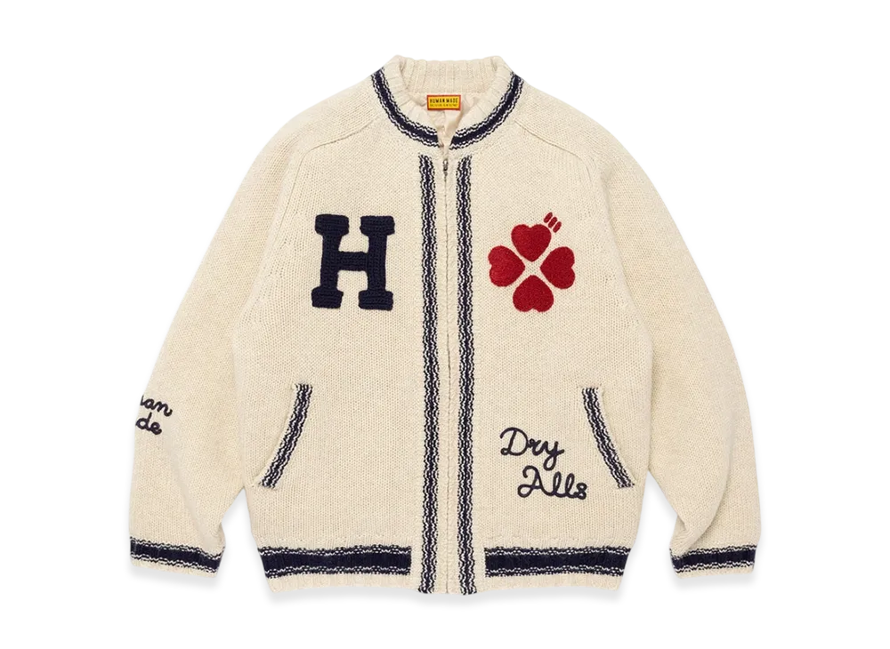 HUMAN MADE Zip-Up Knit Jacket "White"