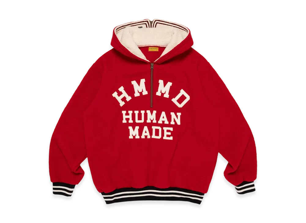 HUMAN MADE Half-Zip Fleece Pullover "Red"