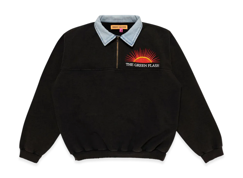 Cactus Plant Flea Market Green Flash Denim Half Zip Fleece "Black"