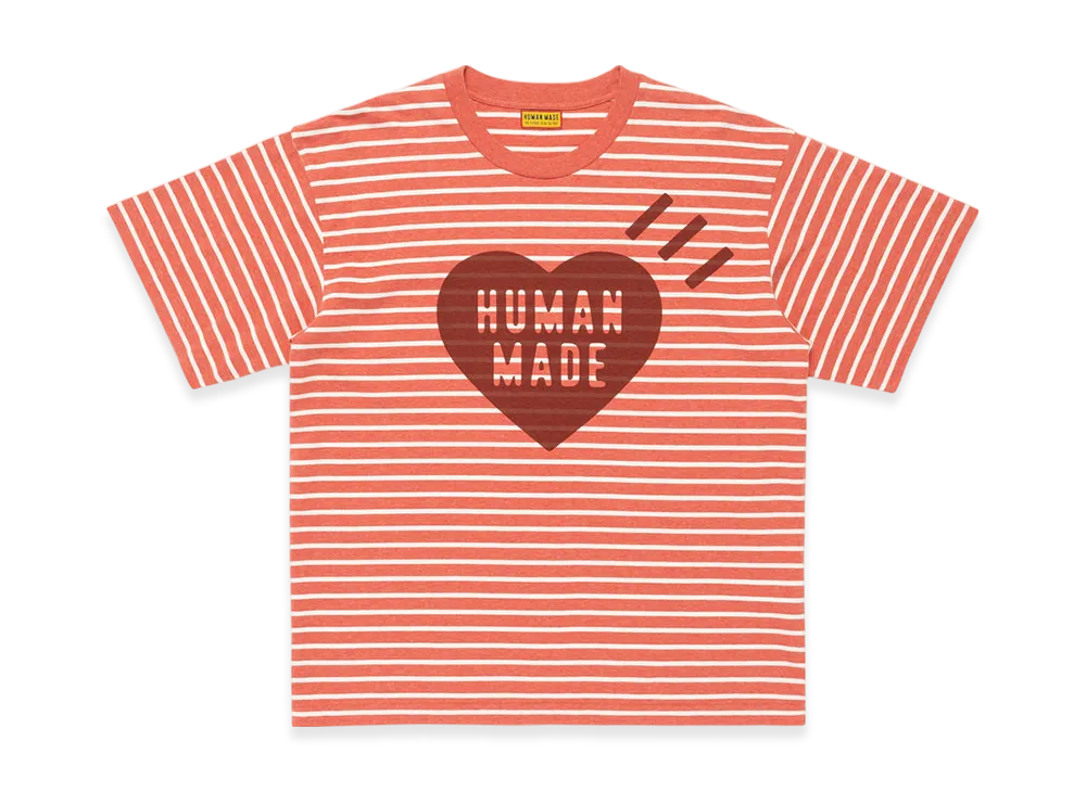 HUMAN MADE Heart Striped T-Shirt "Red"