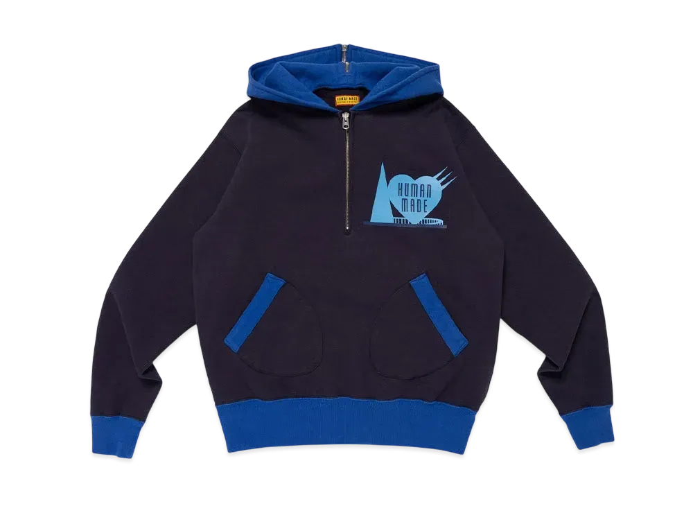 HUMAN MADE Half-Zip Hoodie "Navy"