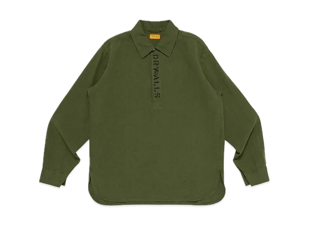 新品 M ヒューマンメイド MILITARY L/S T-SHIRT オリーブ Human Made Men's patched military shirt in Olive Human Made