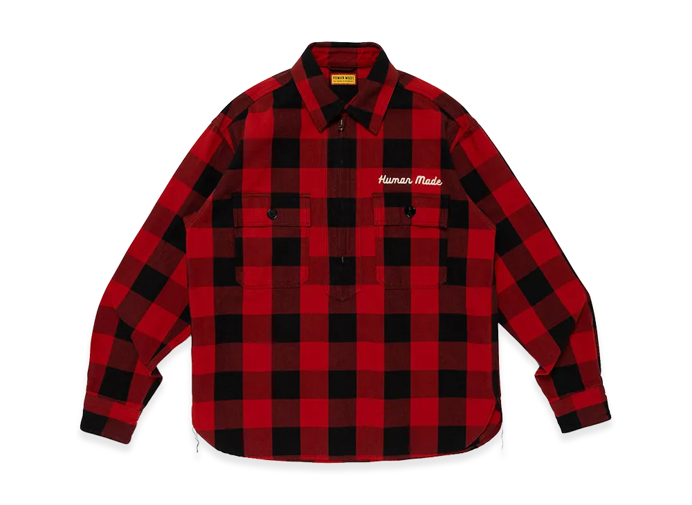 HUMAN MADE Check Half-Zip Shirt "Red"