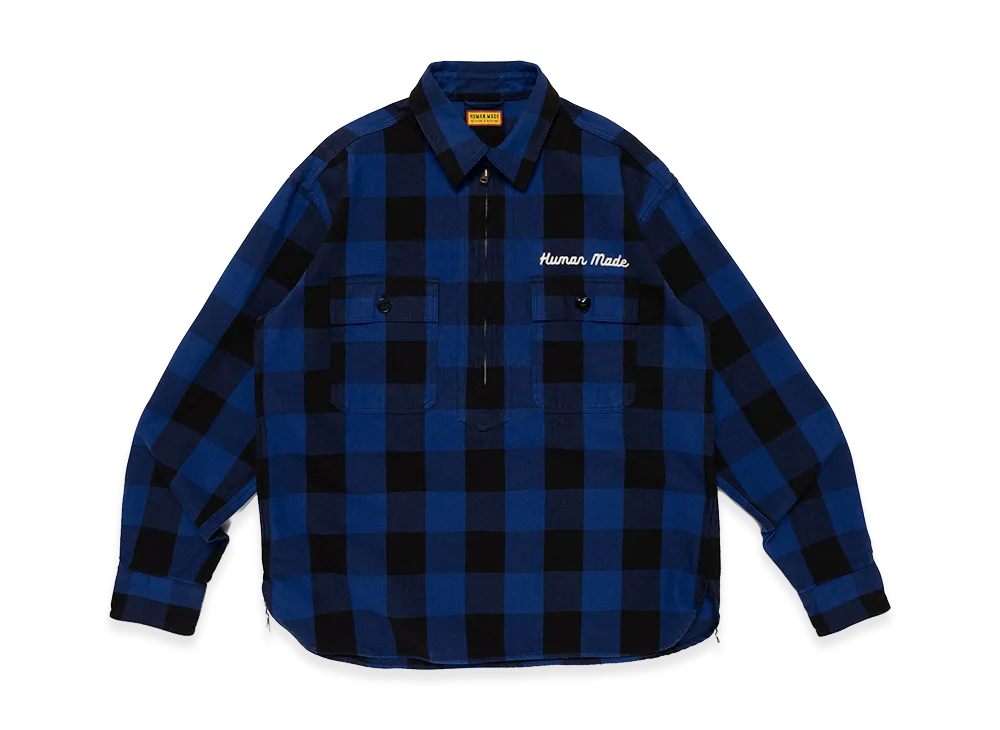 HUMAN MADE Check Half-Zip Shirt "Blue"