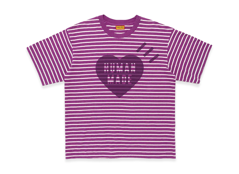 HUMAN MADE Heart Striped T-Shirt "Purple"