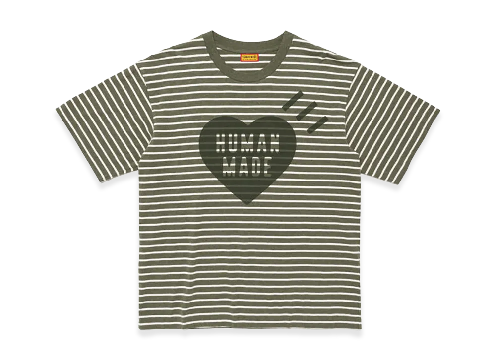 HUMAN MADE Heart Striped T-Shirt "Olivedrab"