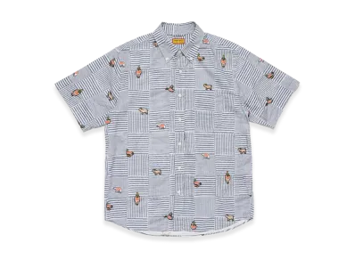 HUMAN MADE Patchwork Printed S/S Shirt "Navy"