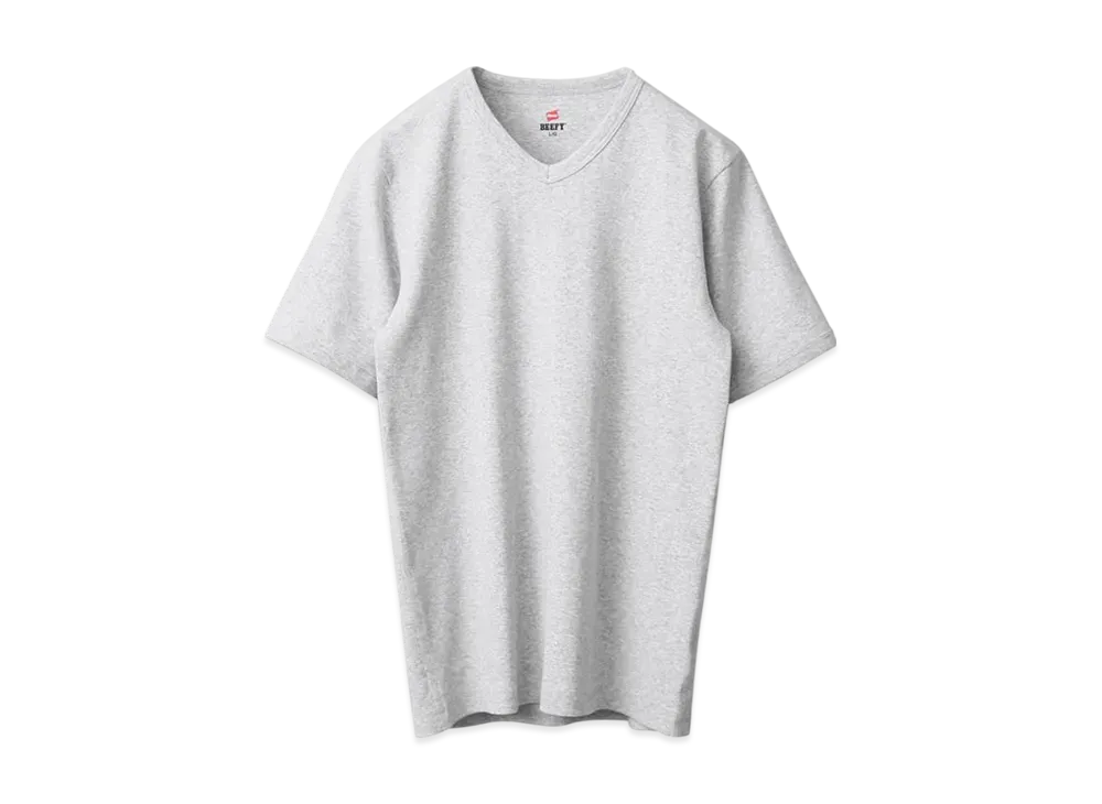 Hanes BEEFY Rib V-neck T-shirt "Heather Gray"
