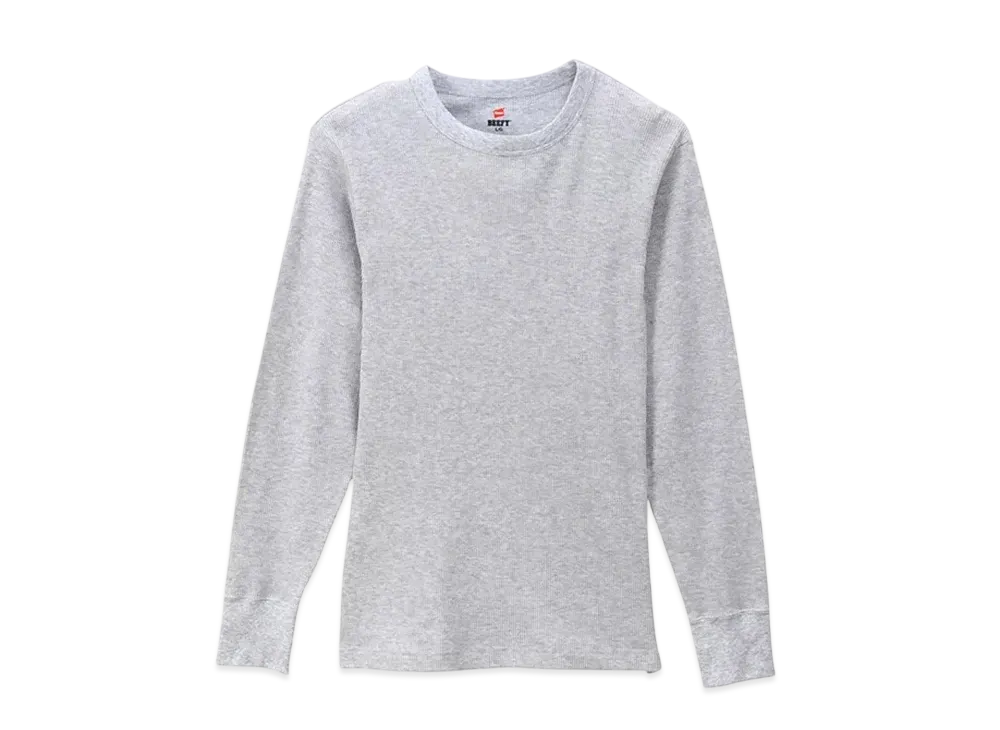 Hanes BEEFY Thermal Crew Neck Long Sleeve T-Shirt "Gray"