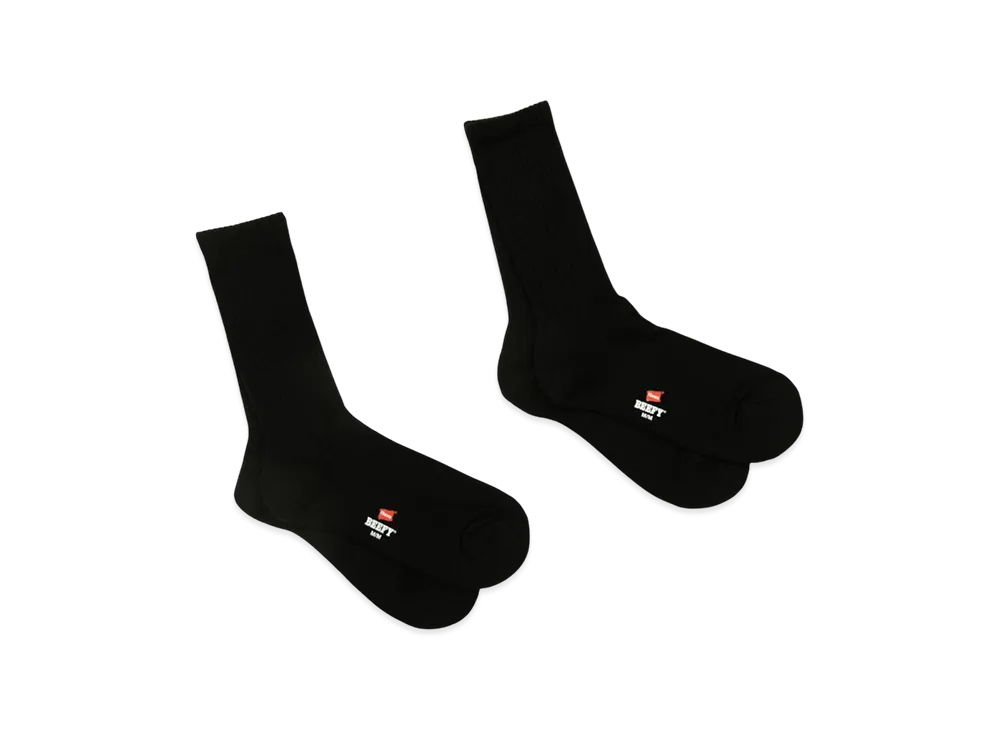 Hanes BEEFY Half Pile Full Length Socks 2P "Black"