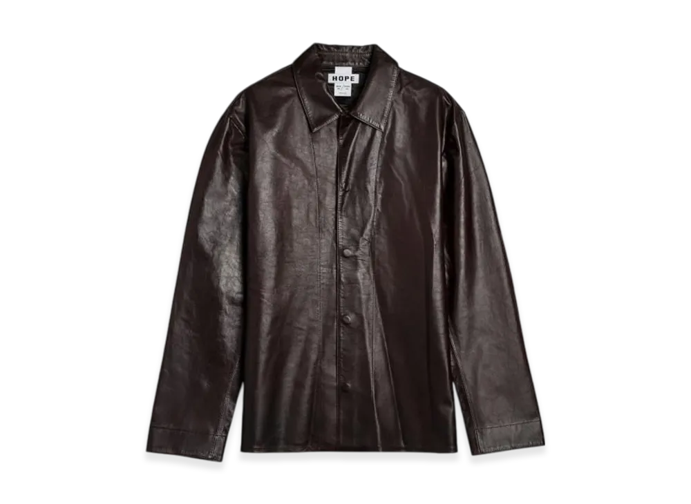 HOPE Saturn Leather Shirt "Red Wine"