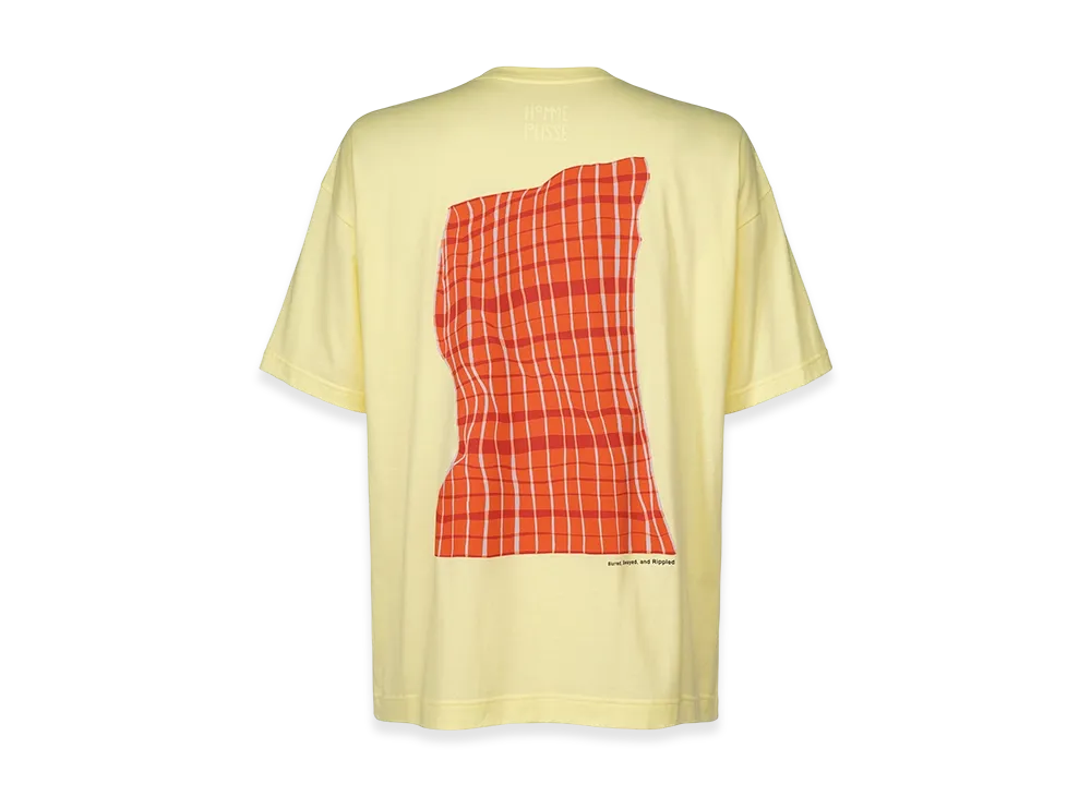 HOMME PLISSE ISSEY MIYAKE Windswept Plaid T-Shirt "Yellow"