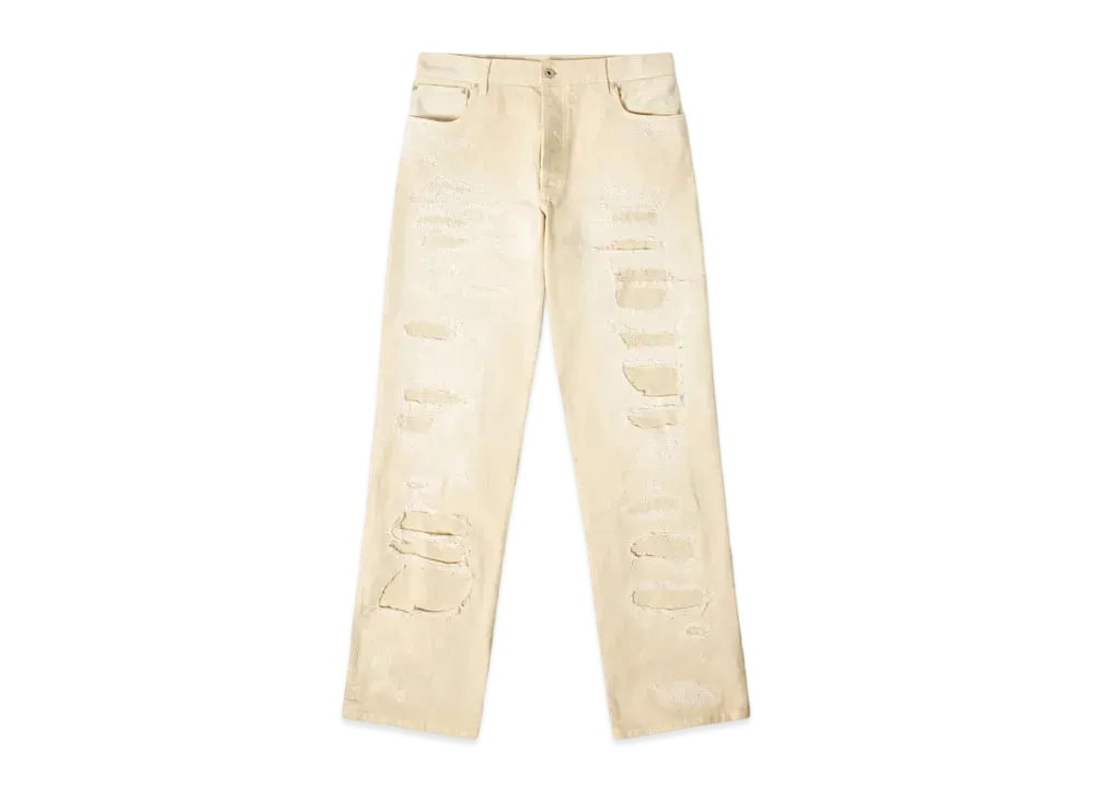HERON PRESTON Super Distressed Reg 5 Pocket "Ivory"