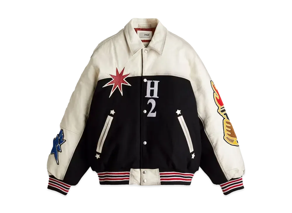 HERONPRESTON x H&M H2 Leather Stadium Jumper "White/Black"
