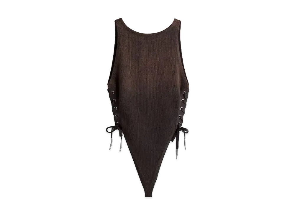 HERONPRESTON x H&M H2 Lace-Up Detail Knit Bodysuit "Dark Brown"