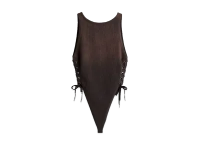 HERONPRESTON x H&M H2 Lace-Up Detail Knit Bodysuit "Dark Brown"