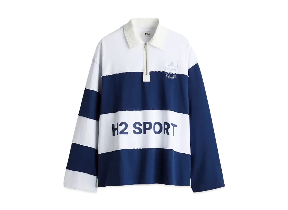HERONPRESTON x H&M H2 Rugby Shirt "Dark Blue/White Border"
