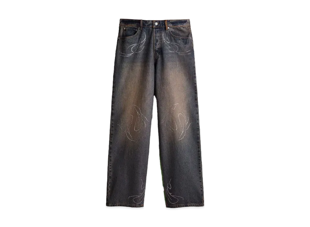 HERONPRESTON x H&M H2 Rhinestone Detail Loose Denim "Dark Denim Blue"