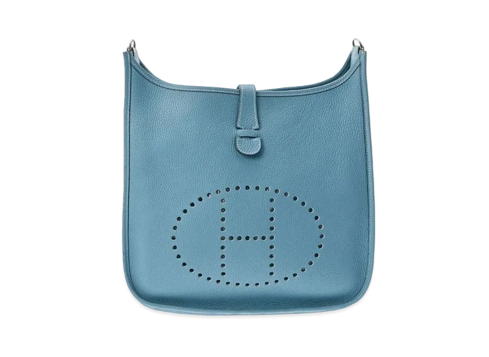 Hermes Evelyne 1 Taurillon Clemence "Blue Jean/Silver"
