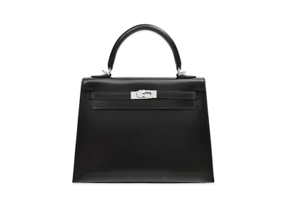 Hermes Kelly Sellier Box Calf "Noir/Silver"