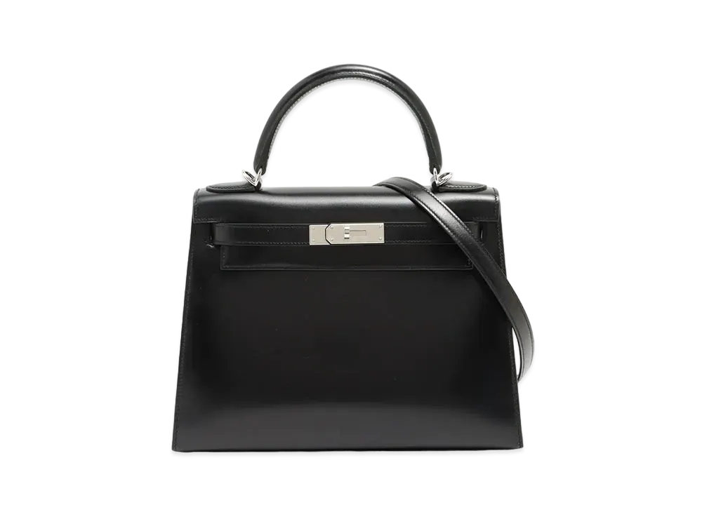 Hermes Kelly Retourne Box Calf "Noir/Silver"