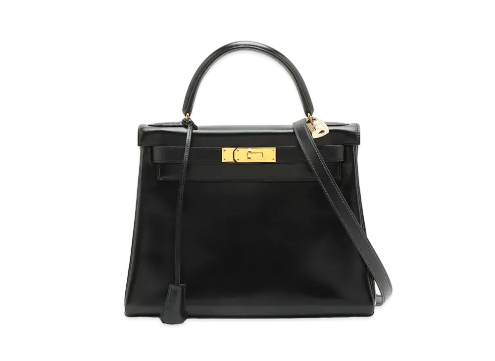 Hermes Kelly Retourne Box Calf "Noir/Gold"