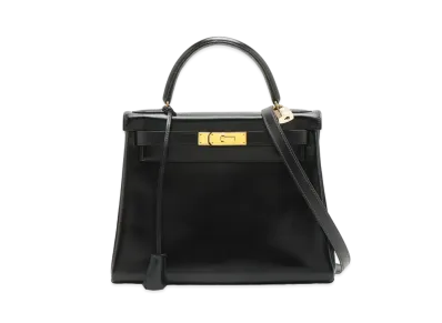 Hermes Kelly Retourne Box Calf "Noir/Gold"