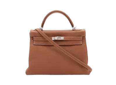 Hermes Kelly Retourne Taurillon Clemence "Gold/Silver"