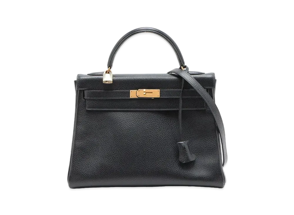 Hermes Kelly Retourne Fjord "Noir/Gold"