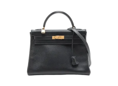 Hermes Kelly Retourne Fjord "Noir/Gold"