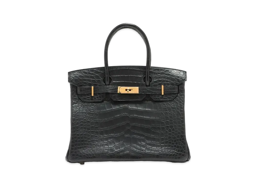 Hermes Birkin Alligator Mat "Noir/Gold"