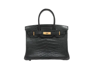Hermes Birkin Alligator Mat "Noir/Gold"