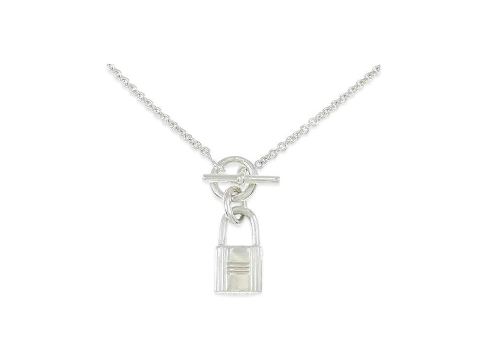 Hermes Amulettes Cadenas Necklace "Silver"