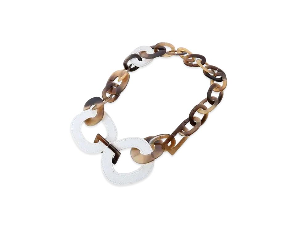 Hermes Duncan Necklace Buffalo Horn Leather
