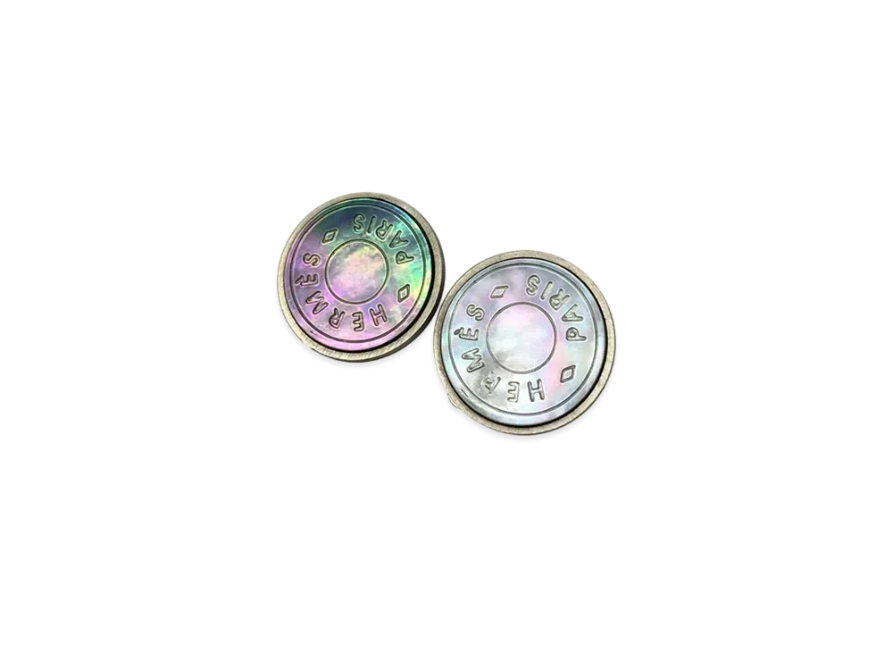 Hermes Sellier Earrings Shell "Silver"