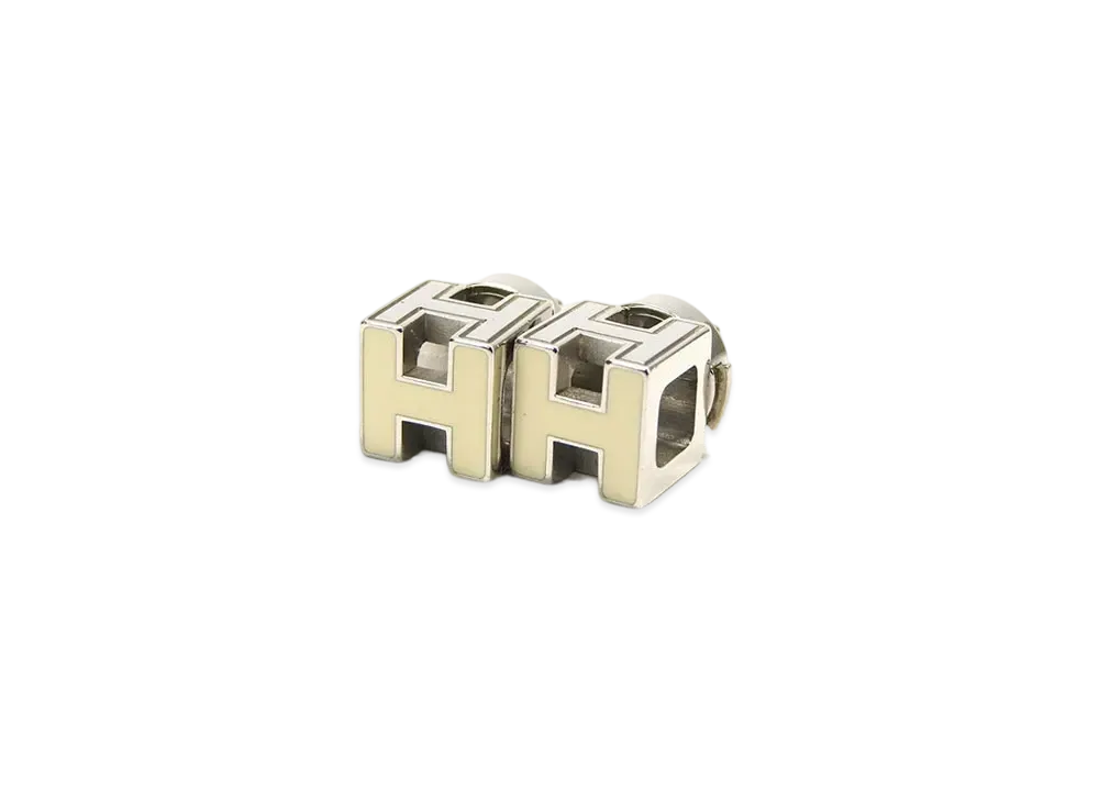 Hermes Cube Cage de H Earrings "Silver/Blanc"