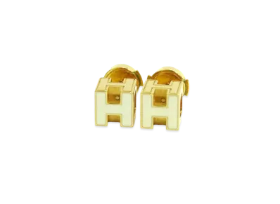 Hermes Cube Cage de H Earrings "Gold/Blanc"
