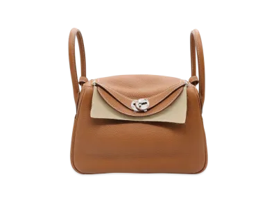 Hermes Lindy 26 Taurillon Clemence Gold & Silver Hardware K Stamp "Brown"