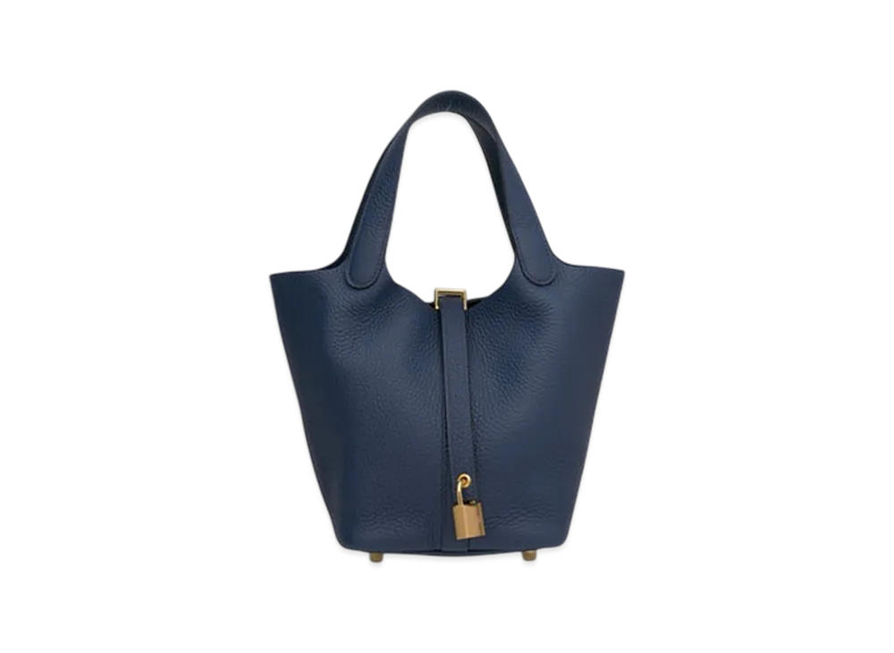 Hermes Picotin Lock 18/PM Taurillon Clemence "Bleu De Prusse"