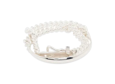 Hermes Boucle Sellier Inflexible Double Tour PM Bracelet "Silver"