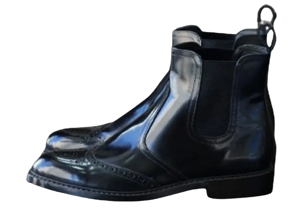 HARUTA x APOCRYPHA. #705 Platform Semibrogue Boots Cowhide Leather "Black"