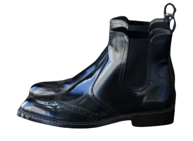 HARUTA x APOCRYPHA. #705 Platform Semibrogue Boots Cowhide Leather "Black"