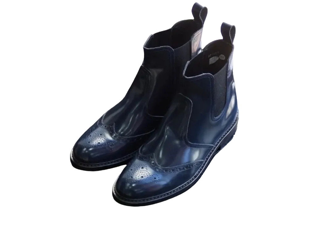 HARUTA x APOCRYPHA. #705 Platform Semibrogue Boots Cowhide Leather "Navy"