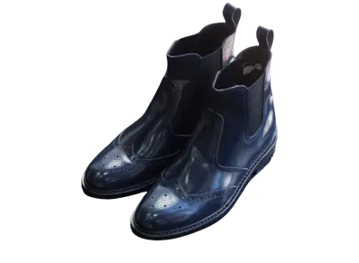 HARUTA x APOCRYPHA. #705 Platform Semibrogue Boots Cowhide Leather "Navy"