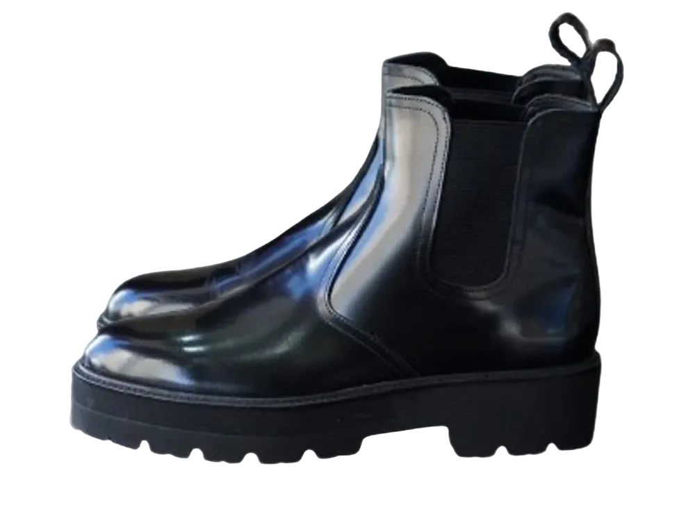 HARUTA x APOCRYPHA. #704 Platform Chelsea Boots Cowhide Leather "Black"