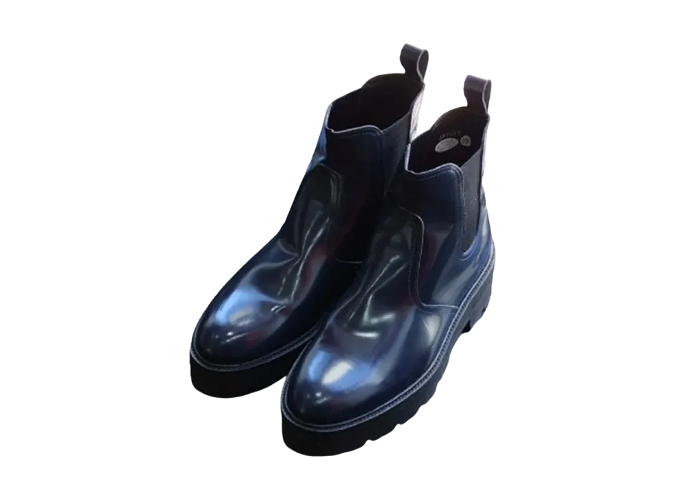 HARUTA x APOCRYPHA. #704 Platform Chelsea Boots Cowhide Leather "Navy"