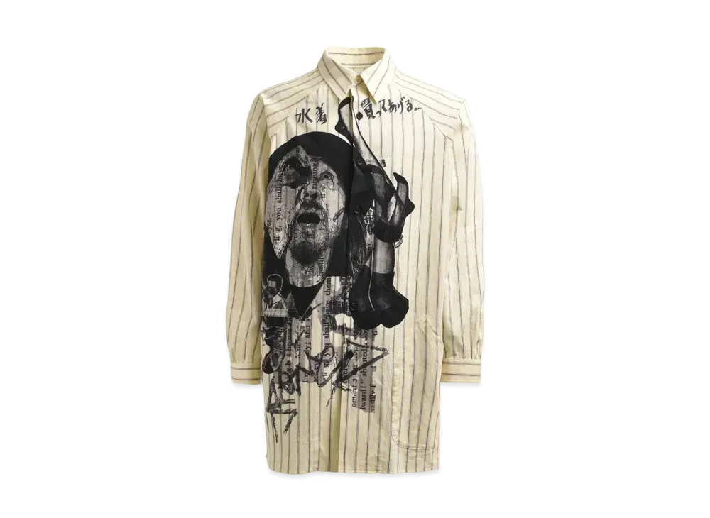 Yohji Yamamoto POUR HOMME Print L/S Shirt "WHT x BLK" HS-B46-037-1S24