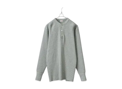 Healthknit Super Heavy Waffle Henley Neck Long Sleeve T-Shirt "Heather Gray"